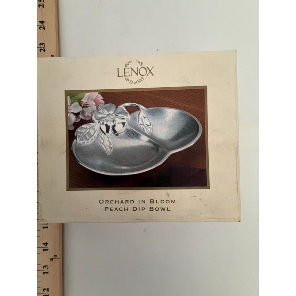 vtg Lenox Orchard in Bloom Metal Peach Dip Bowl